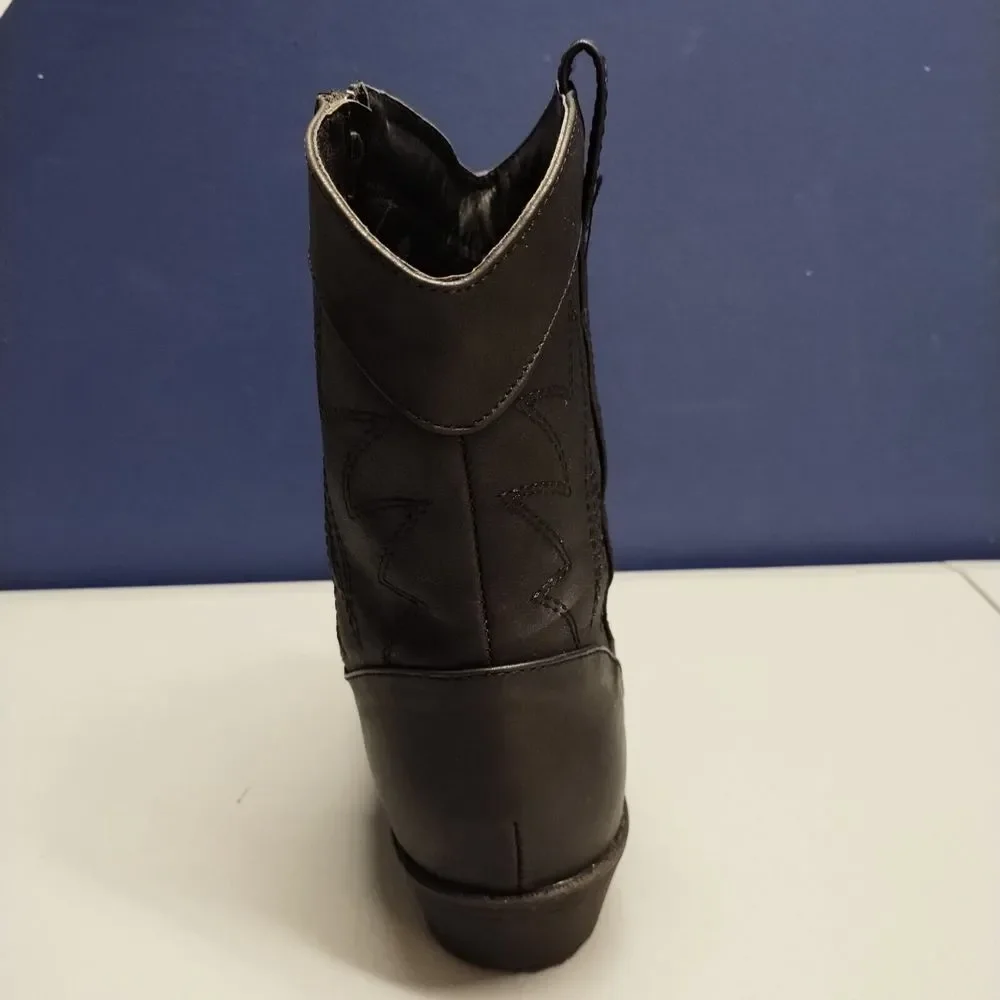 PEPPEP Western Ankle Boots‎ Womens Size 8 Black Leather Side Zipper Block Heel